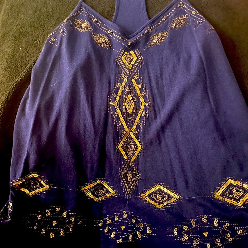 Express Blue and Gold tank top. Razor back. Med